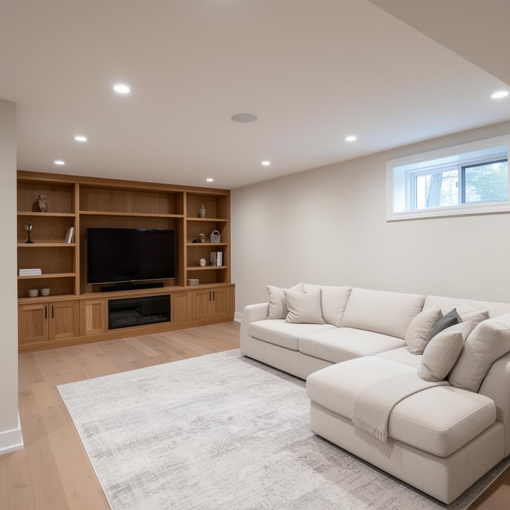 Finished basement renovation in Kanata